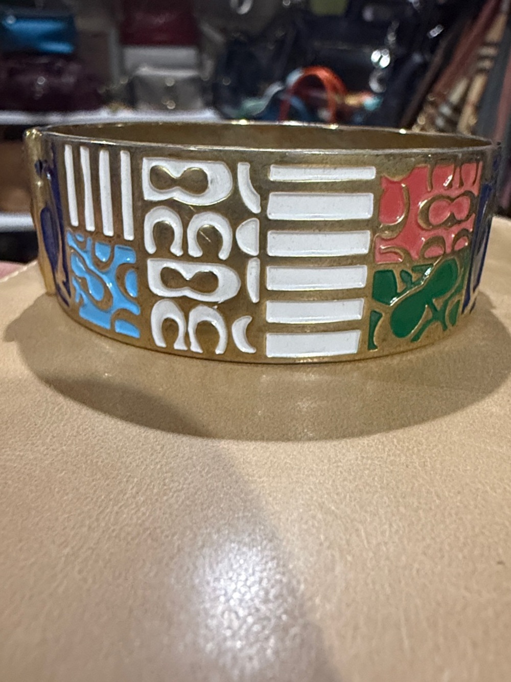 Coach Bangle Vintage in Brass Enamel Accent Bowl in Multicolor